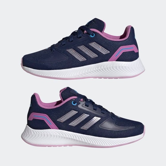 Adidas Dark Blue and Pink size 2 RUNFALCON 2.0 SHOE Athletic Shoes - Picture 1 of 10